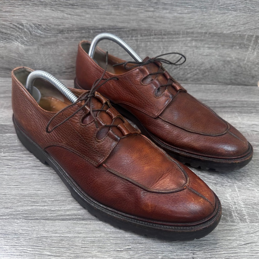 Polo Ralph Lauren Derby Dress Shoes Mens 11.5 D Leather Split Toe Lug Sole Italy